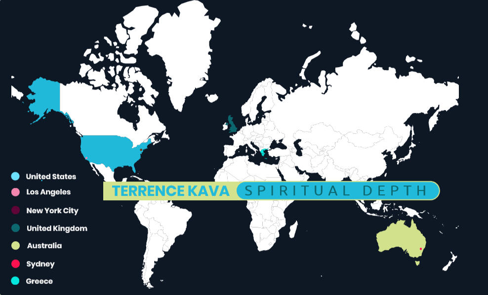 Terrence Kava SPIRITUAL DEPTH Life Coaching and Consulting World Map Service Locations available via telehealth